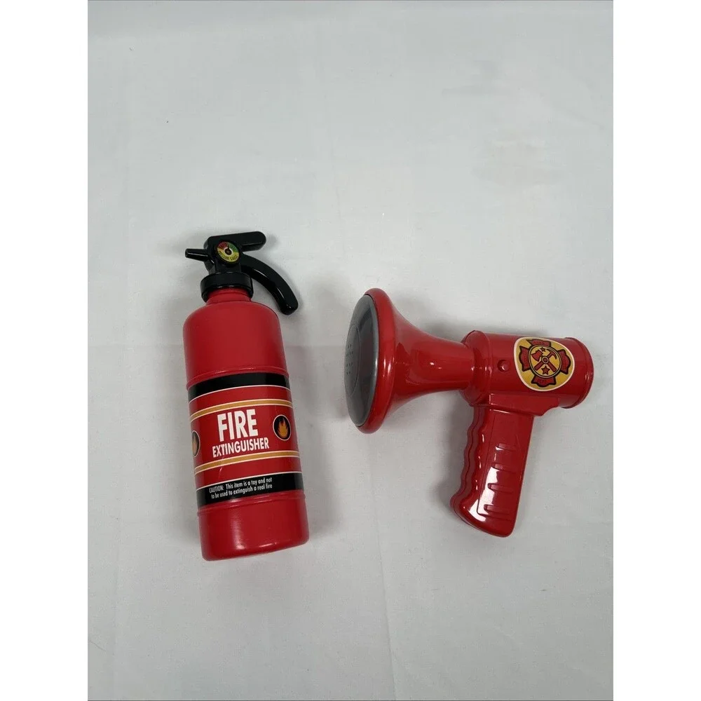 Melissa & Doug Fire Fighter Chief Fireman Costume Extinguisher Bullhorn Working